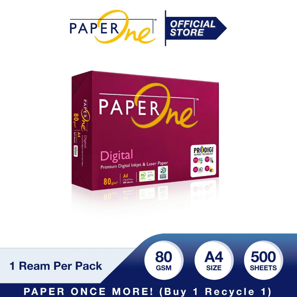 

KODE O5C PaperOne Kertas A4 8gr Digital Carbon Neutral 1 Rim 5 lembar Kertas HVS