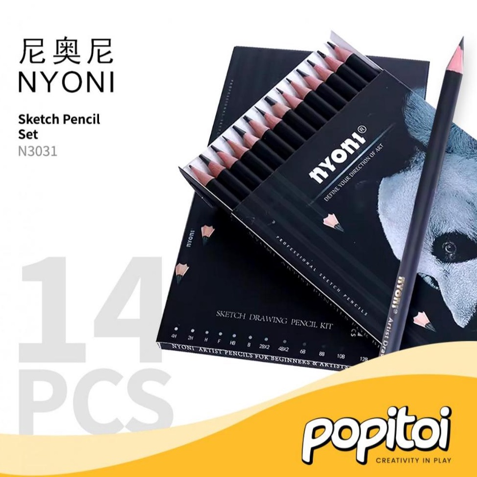 

KODE Y56H NYONI N331 Graphite Sketch Drawing Charal Pencil Kit SET of 14 Pensil Sketsa Gambar Arang