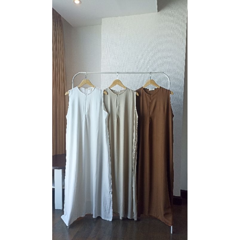 [NACA.ID] GAMIS INNER bahan katun rayon twill resleting depan LD 115cm (gamis dalaman, gamis kutung)