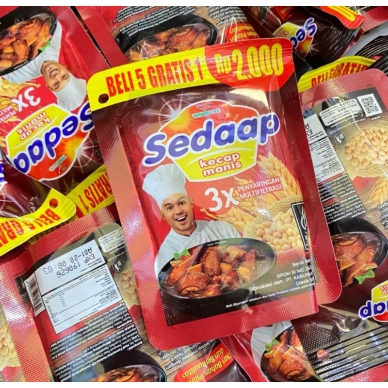 

Kecap Sedaap Kecap Manis Beli 5 Gratis 1 kemasan 2000an(77gr).