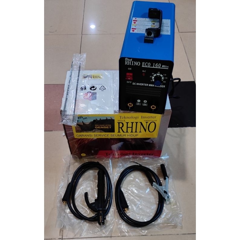 Mesin Las Listrik MMA ECO 160a RHINO Travo Las Inverter 900Watt 160e BIRU