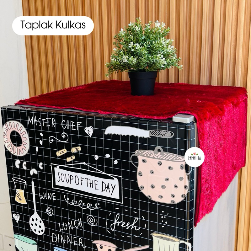 Taplak Kulkas Alas Kulkas Alas Penutup Kulkas ( Maroon )