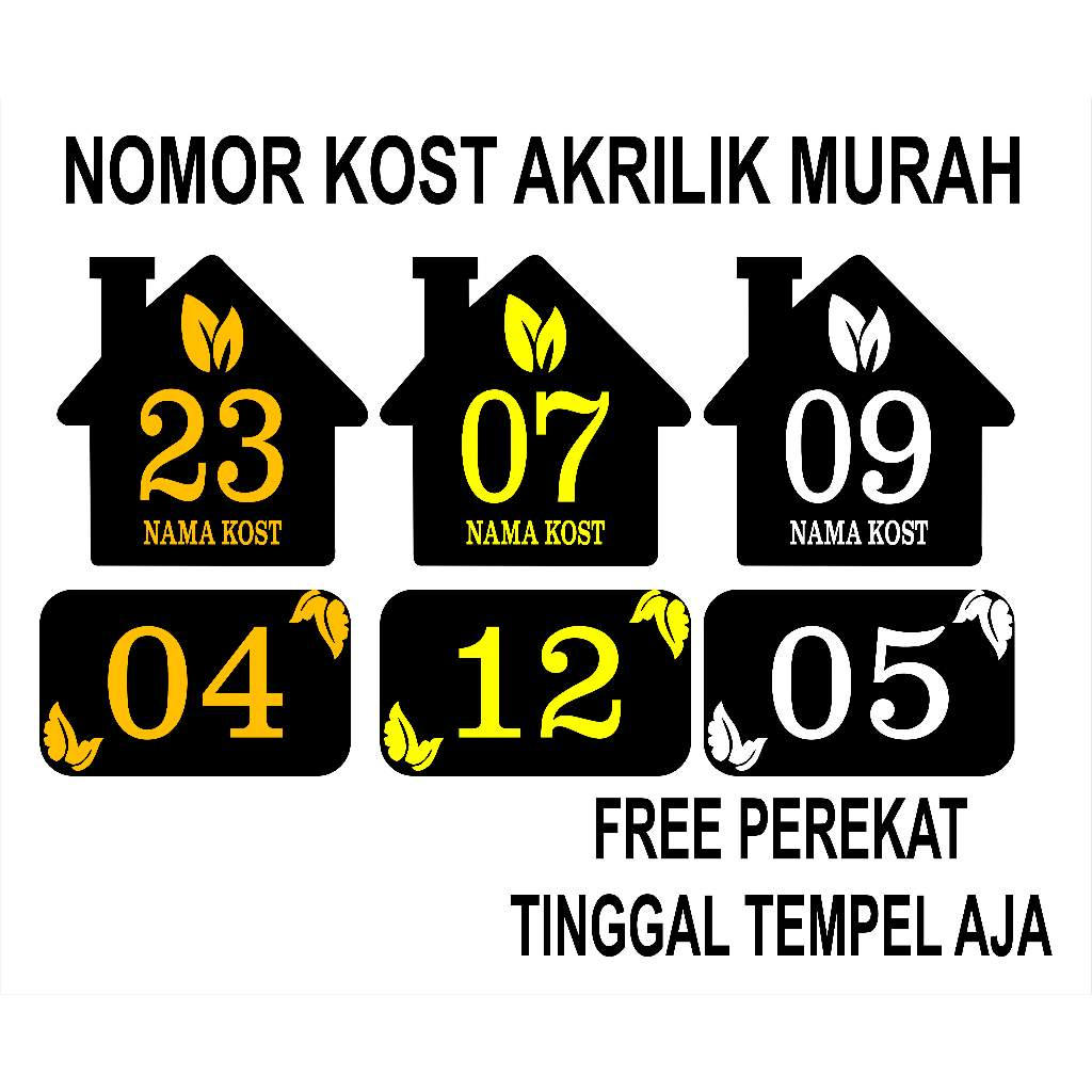 Nomor Kamar HOTEL KOS VILLA PENGINAPAN FREE DESAIN AKRILIK SUPER / NOMER KAMAR AKRILIK / PAPAN NOMER