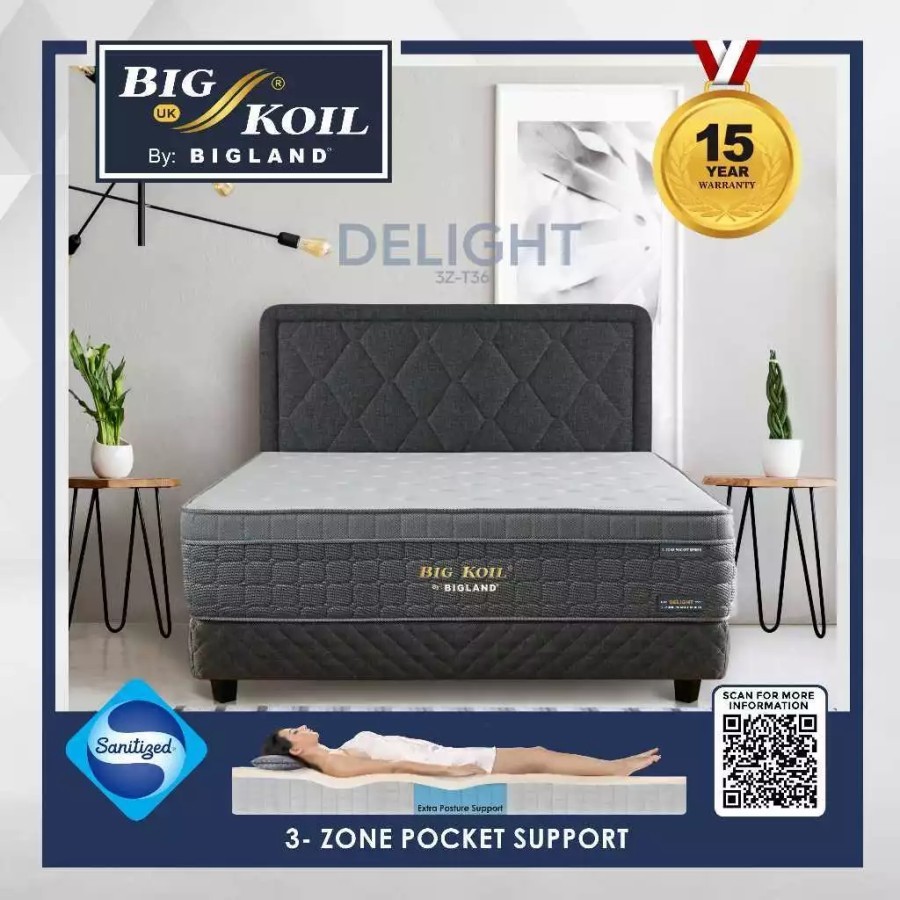 Kasur Springbed BIGLAND BIGKOIL Pocket Spring bed 3 zone pocket support anti Tungau, jamur, Bakteri 
