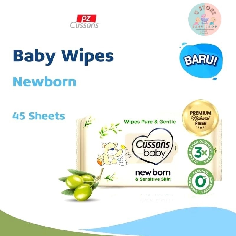 Cussons Baby Wipes Newborn 45 sheet Tissue Basah Bayi Newborn / Baby Wipes Newborn Pure & Gentle / C