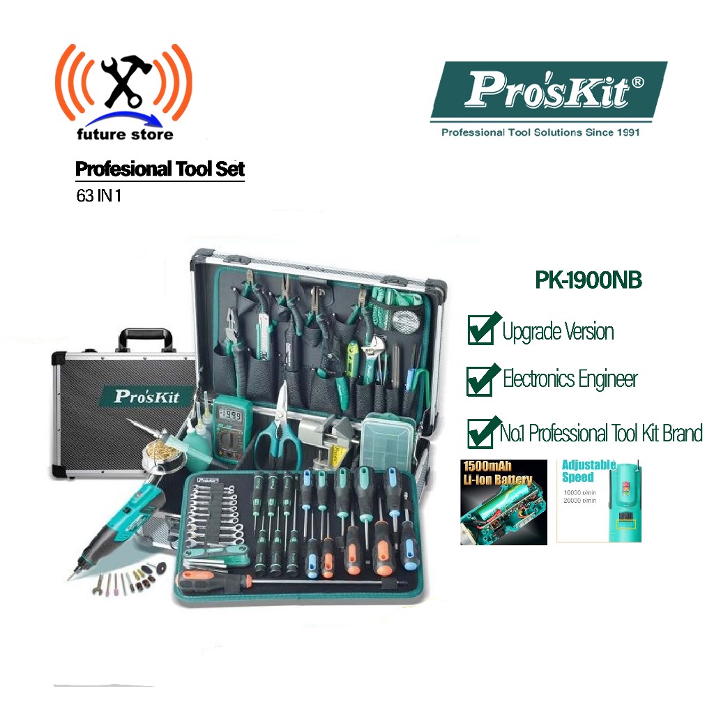 PROSKIT PK-1900NB Profesional Tool Set Elektronik Toolkit Electrical -PERALATAN ELECTRONIC PRO'SKIT 