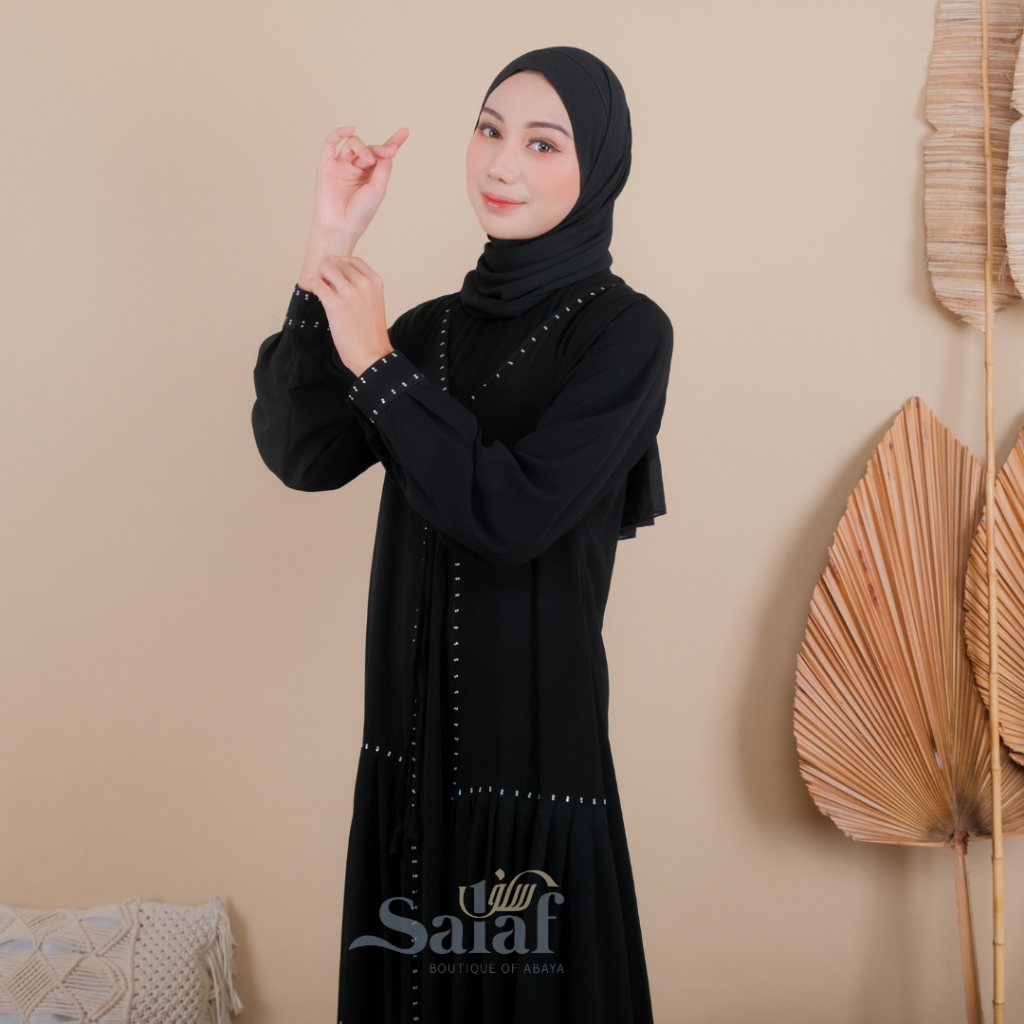 Abaya Gamis Hitam Mewah Elegan