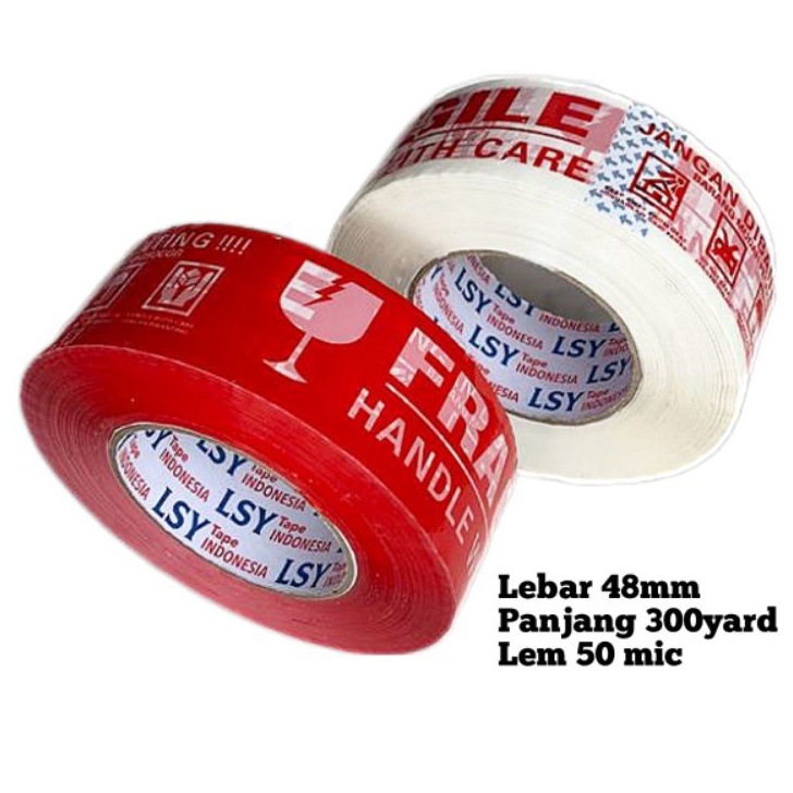 

KF7 lakban fragile full merah putih LSY 48mm x 3yard full