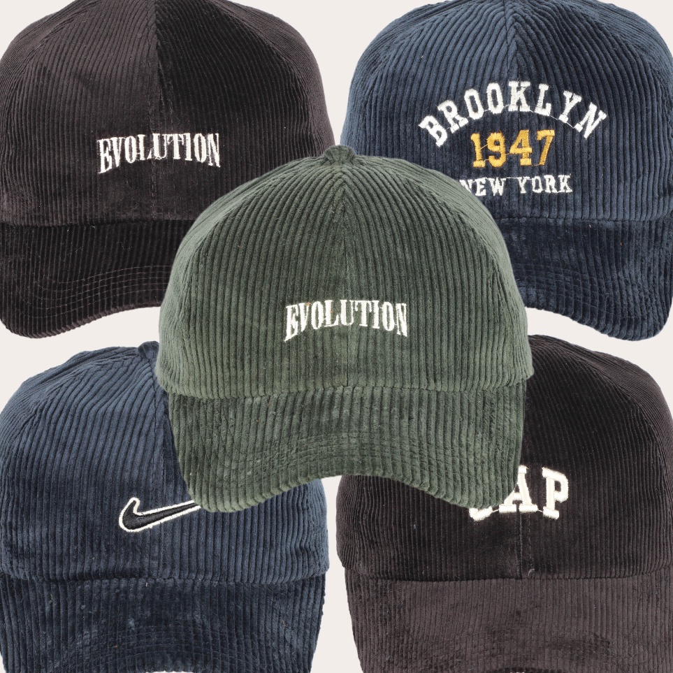 Pasti Laris  TOPI CORDUROY BASEBALL CAPS BORDIR DEWASA