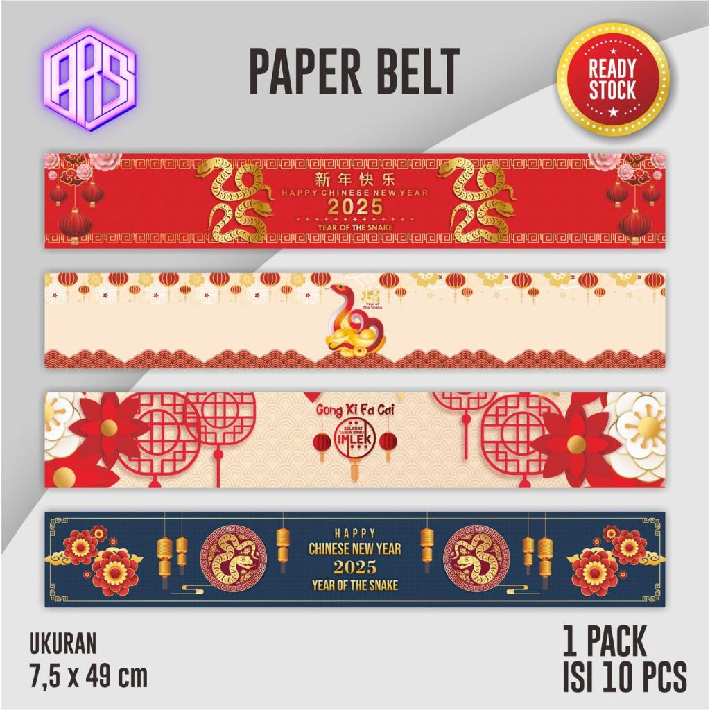 

(10Pcs) Paper Belt Imlek 2025 CNY Roll Label Chinese New Year Kado Hadiah Shio Ular