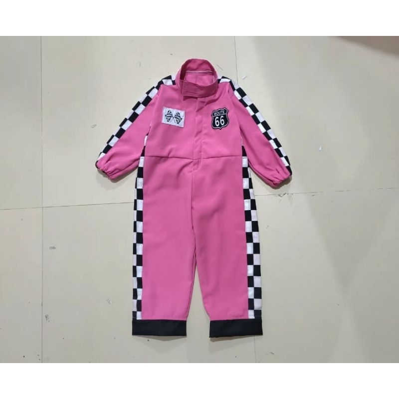 wearpack pembalap pink/kostum pembalap anak/baju pembalap anak