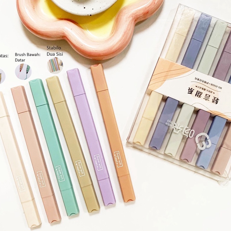 

Langka Flashee COD Hhlhter Pastel 2 Sisi Marker Dual Double Aestetik Korea 2in1 Sketch Marker Pen Art