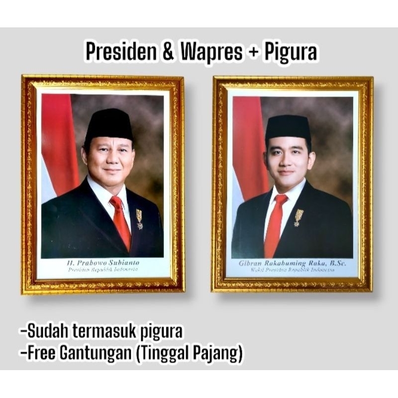 1set foto presiden wakil presiden dan Garuda bingkai presiden wakil presiden dan Garuda