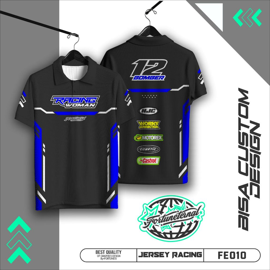 FE010 baju jersey racing start kaos team custom desain full printing unisex