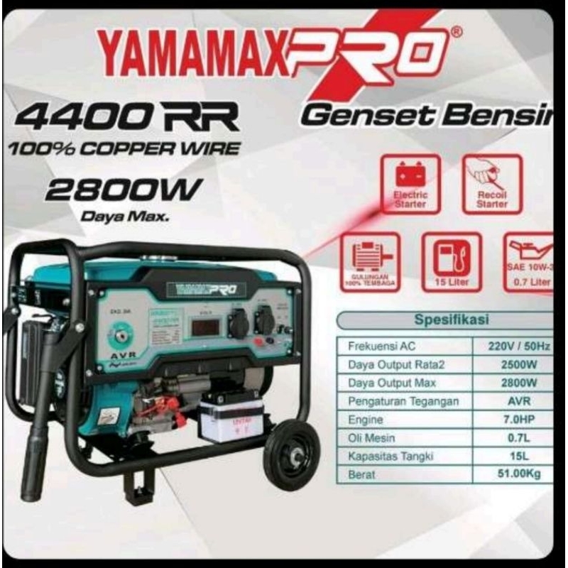 Genset Yamamax Pro 4400RR 2500 Watt maksimal 2800 Watt