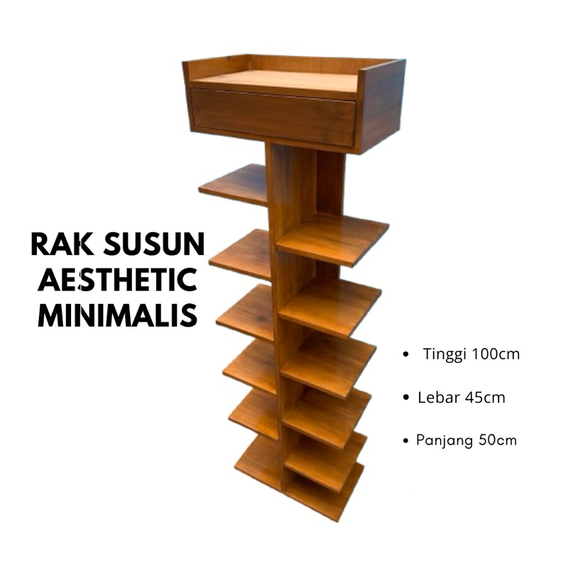 Rak Kayu Serbaguna Susun Minimalis Aesthetic / Rak Kayu Serbaguna / Rak Susun Kayu / Rak kayu Aesthe