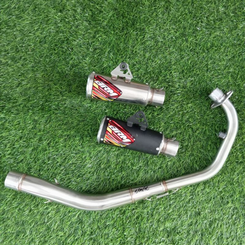Knalpot BRM GP2 BLACK DAN STENLIS inlet 50 SONIC GSX 150 SUPRA GTR CBR 150 VIXION FU KARBU FU INJEKS