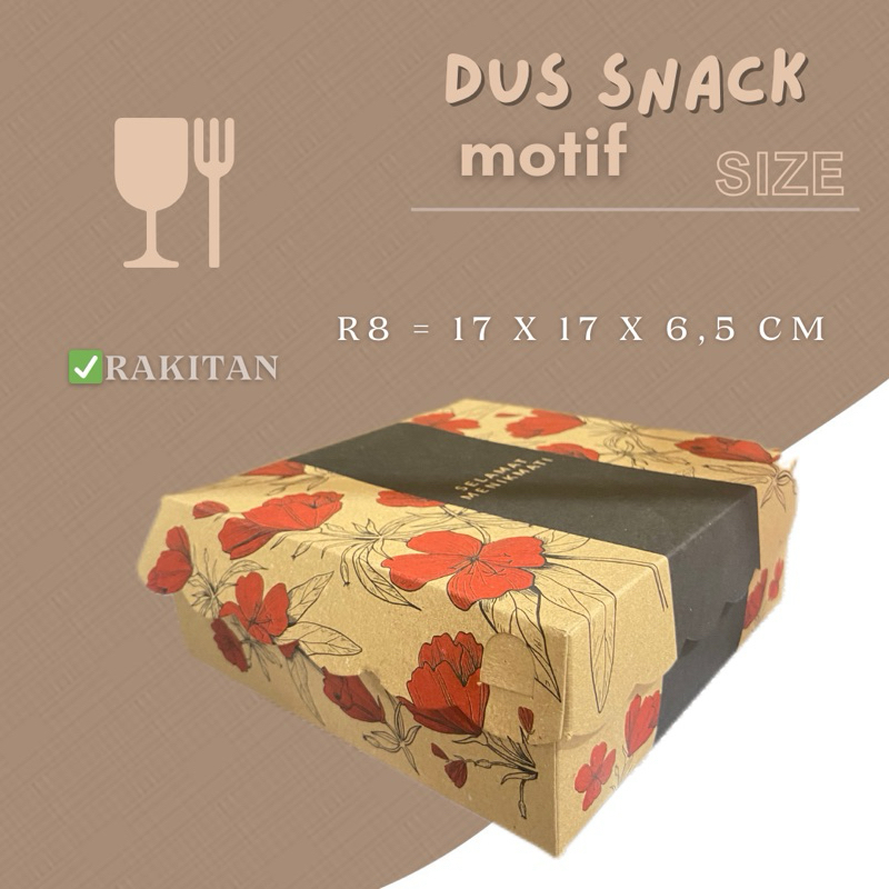 

GUDANG LAKBAN Kemasan R8 motif bunga merah Dus Snack Kotak Kemasan Renda Motif Cantik Non Laminasii