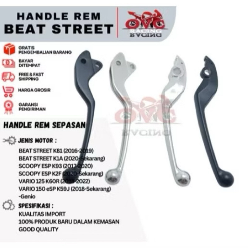 HANDLE REM MOTOR MODEL STANDARD CBS ISS MOTOR VARIO 150 125 NEW BEAT STREET GENIO SCOOPY SEPASANG