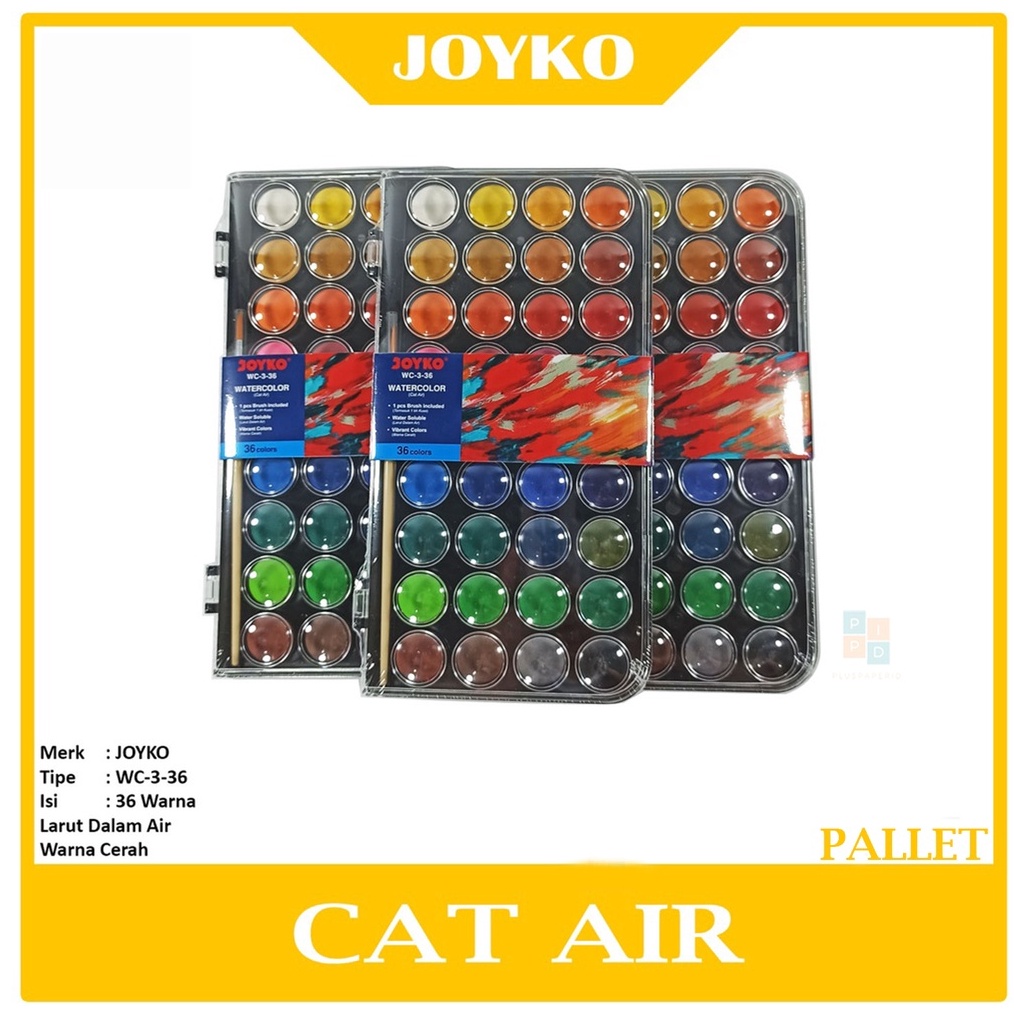 

ART A8I3 JOYKO Watercolor Set Cat Air WC3 Isi 36 Warna WC336 Pallet