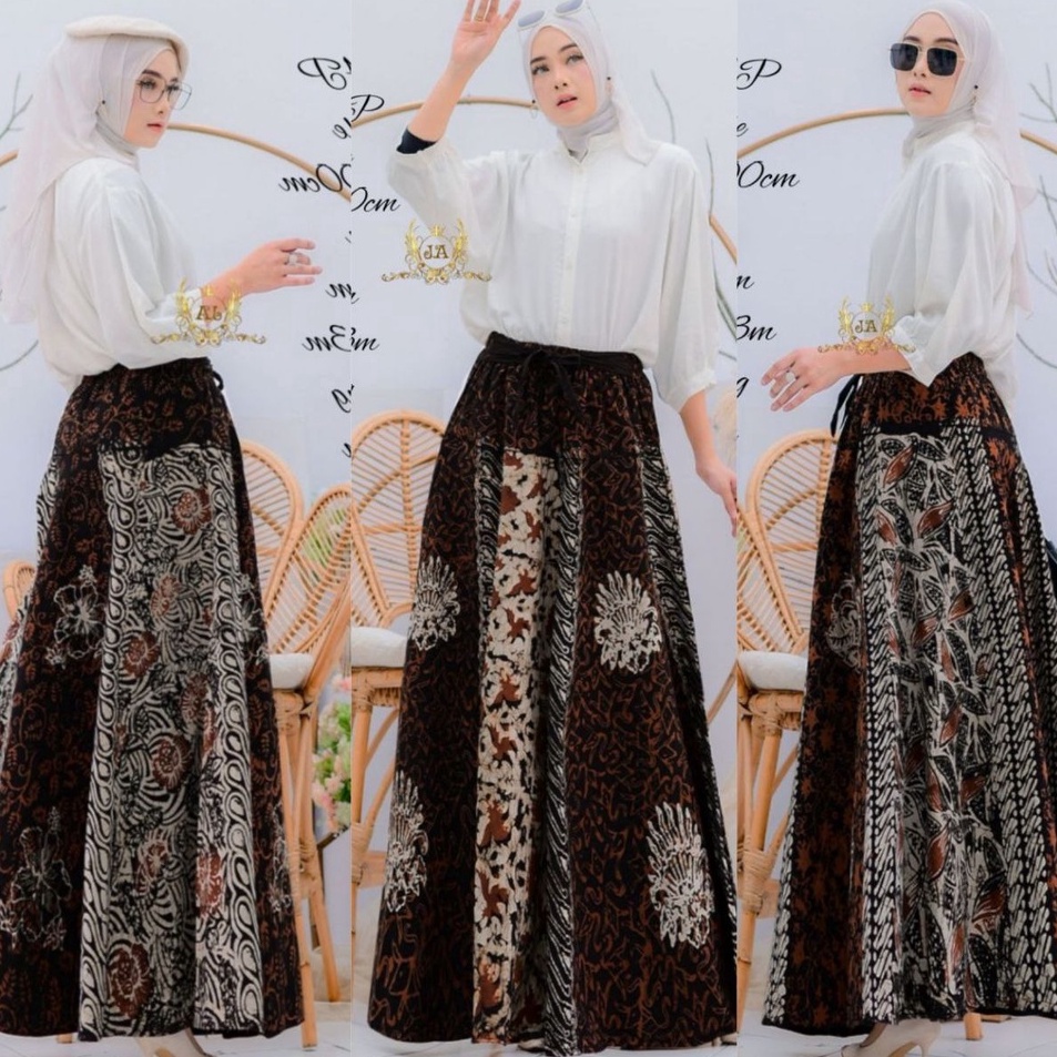 Grosir Terbatas  Rok Cap Selling Biru Sogan Ima SVJ Rok Sogan Batik Modern Klasik Rok Payung Batik 2