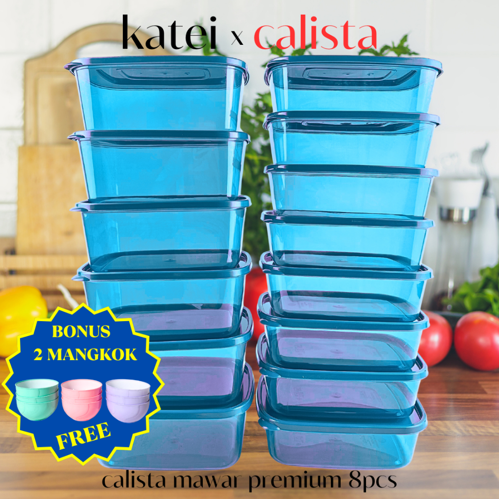 [ CALISTA ] TOPLES PLASTIK CALISTA MAWAR SET ISI 6PCS FOOD CONTAINER DAN 2PCS BONUS MANGKOK PLASTIK