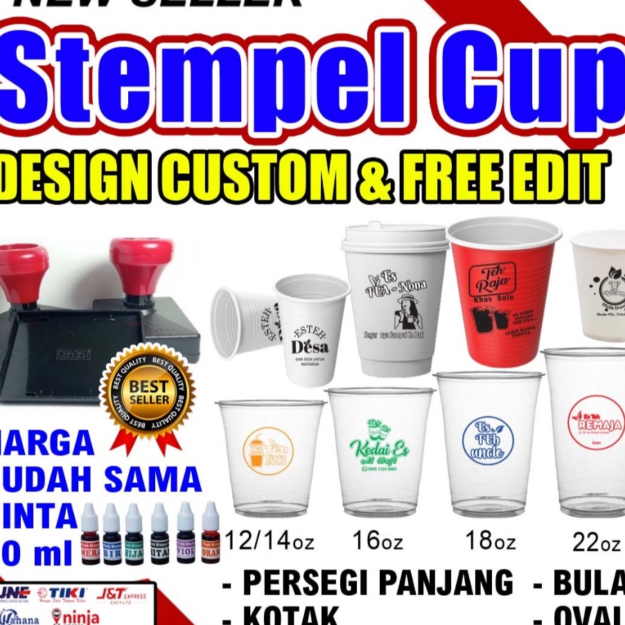 

murah stempel Gelas Cup Plastik CustomFree Tinta