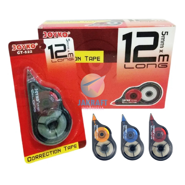 

ART H4C 12 Pcs GROSIR Correction Tape JOYKO CT522 TipX Tip Ex Pita 12 Meter isi Lebih Banyak Long Life PACK