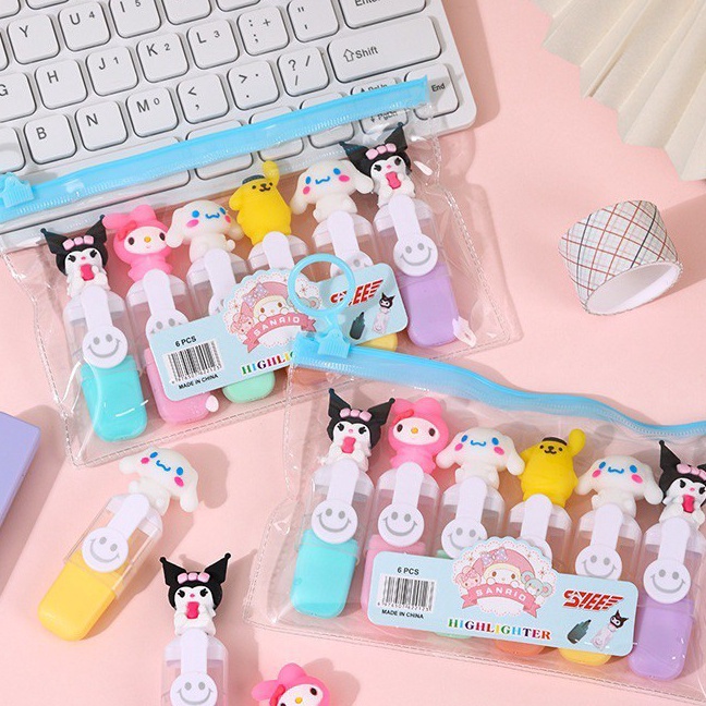 

KI3 6 PCS 1 set Stabilo hhlhter Stabilo pastel color cute pena Stabilo Kuromi Stabilo Buku Stabilo Lucu Untuk Anak Perlengkapan Sekolah