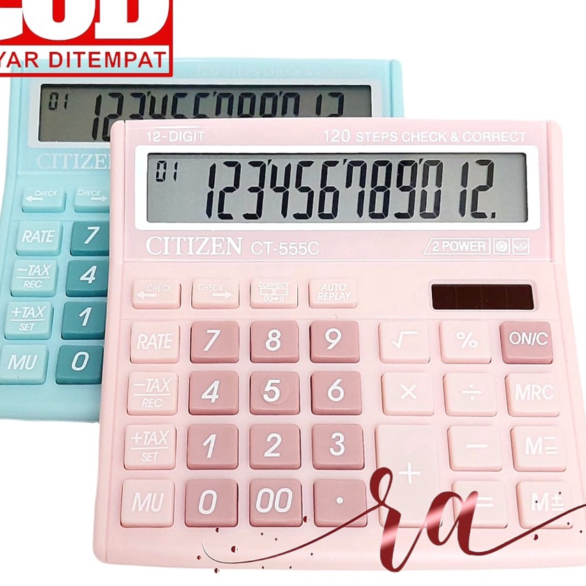 

FG2 KALKULATOR FANCY WARNA WARNI CALCULATOR CITIZEN 555N 555 N 555 C 555 COLOUR SERIES 12 DIT CHECK ULANG CHECK CORRECT BISA HITUNG ULANG