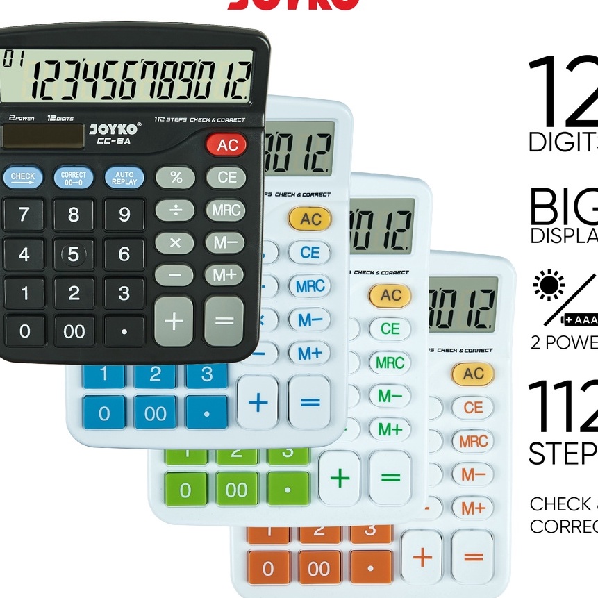 

FG2 Calculator Kalkulator Joyko CC8 12 Dits Check Correct