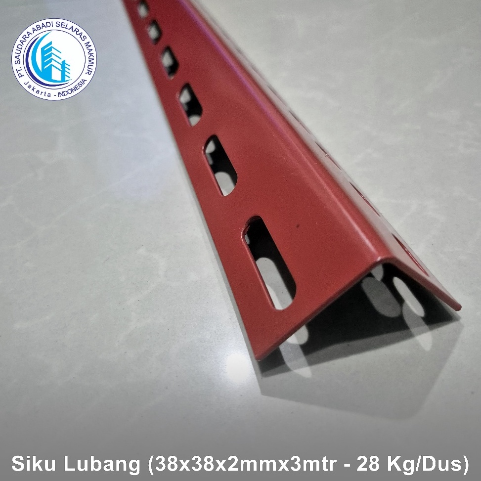 Besi siku lubang 3 meter 2mm merah KODE E9A2