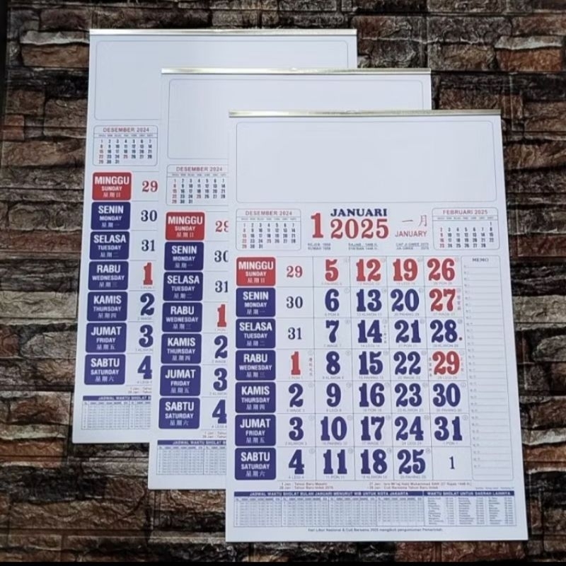 

Kalender kerja lengkap tanggalan cina ukuran 32 × 48cm tahun 2025