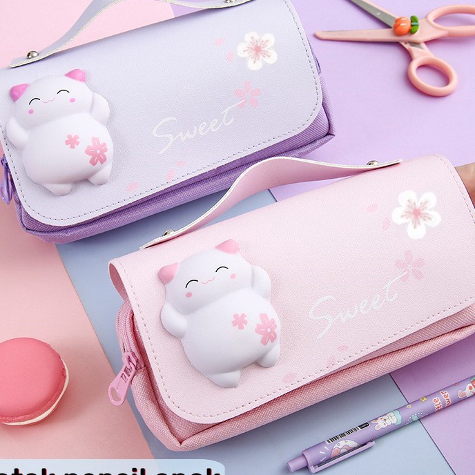 

KP8 Tempat pensil squishy cute Tas pensil multifungsi dekompresi Kotak pensil lucu unik Pencil case 3D cute wateroof Untuk sekolah kantor pelajar Large capacity pencil bag Kotak pensil anak Handle desn