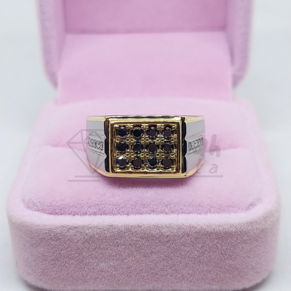 Cincin Berlian Pria Fashion Full Natural Berlian Hitam Murah Intan Perak