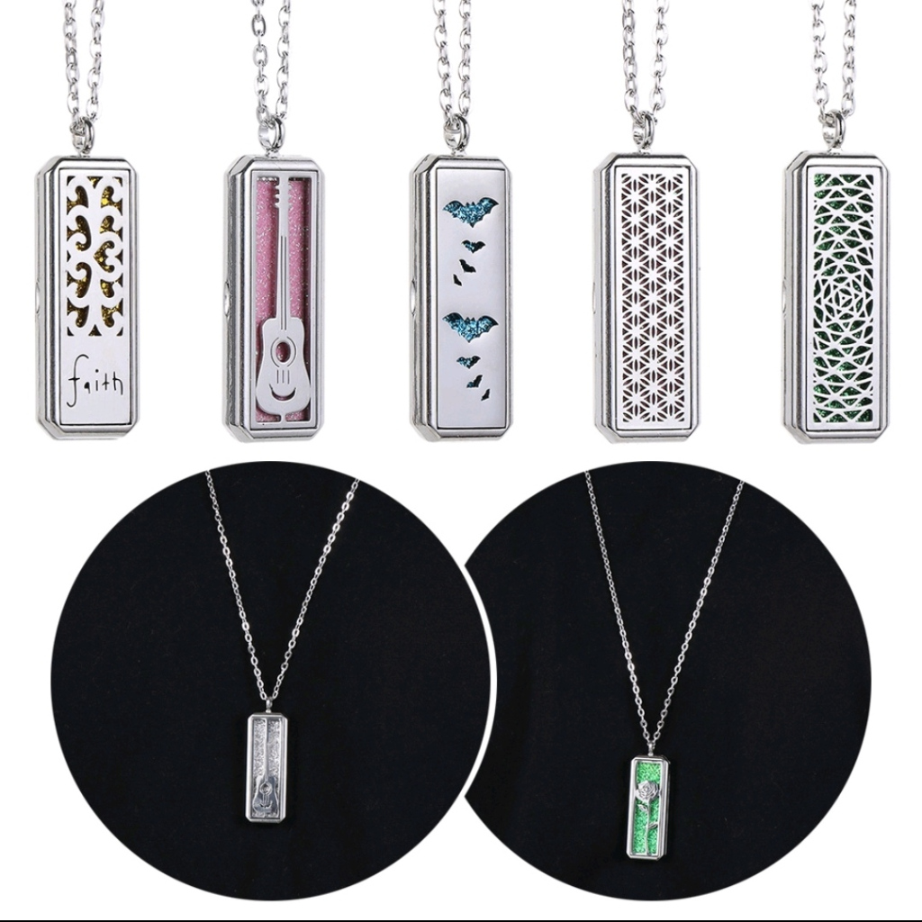 Kalung diffuser square necklace aroma terapi essential oil