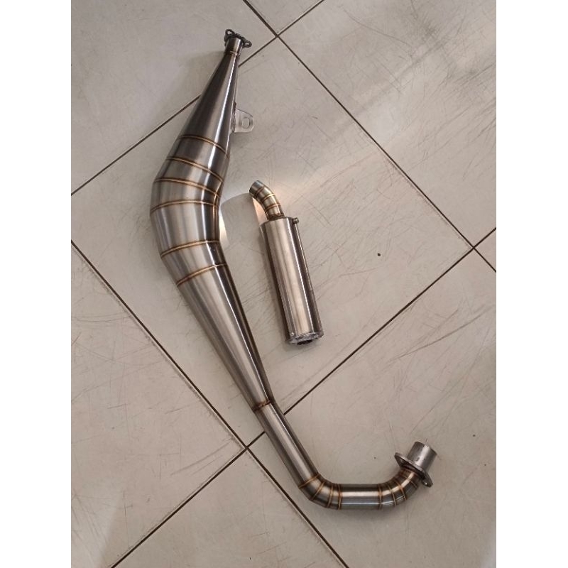 KNALPOT SATRIA 2TAK RU HIU MODEL BM POWER ‼️