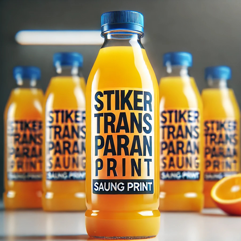 

Stiker Transparan Bening untuk Kemasan Minuman Anti AIr Bisa Custom dan Free Design
