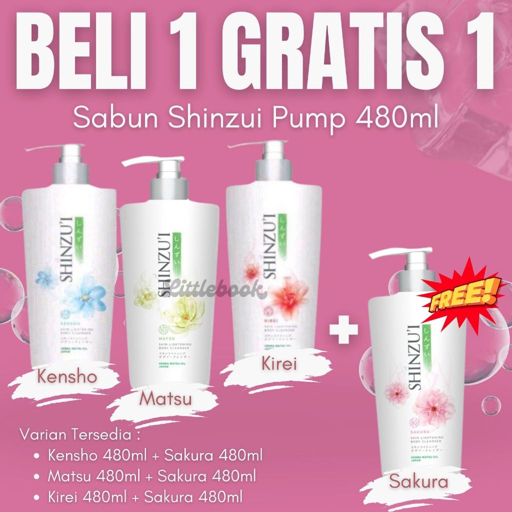 (Paket Beli 1 Gratis 1) SHINZUI Lightening Body Cleanser 480ml Pump | Sabun Cair Shinzui | Body Wash