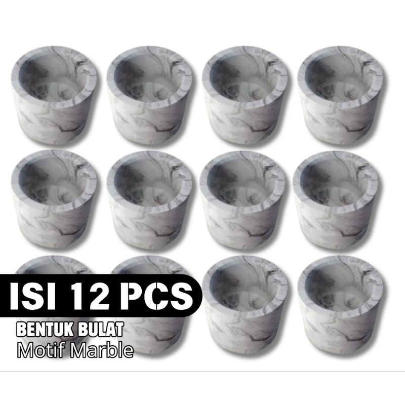 Isi 12 pcs pot kaktus bentuk bulat motif marble