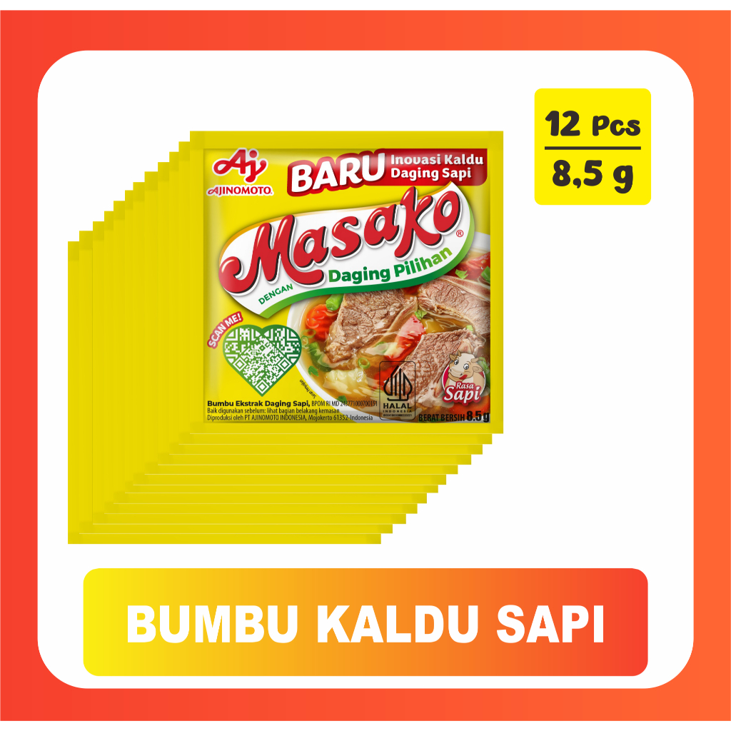 

Masako® Bumbu Kaldu Penyedap Rasa Sapi Kemasan 8.5g (1 Renceng 12 pcs)