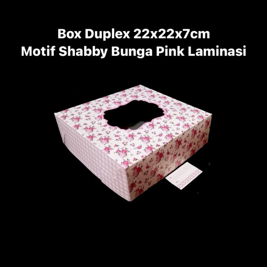 

( 5 pcs ) Kotak Box Cake Hampers Dus Shabby Bunga Pink 22x22x7 cm Muat 4 Toples Dessert