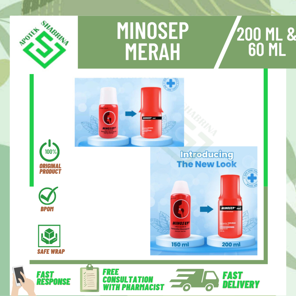 MINOSEP RED OBAT KUMUR 200ML / MINOSEP OBAT KUMUR 60 ML/OBAT KUMUR SAKIT GIGI/ OBAT KUMUR GUSI BANGK