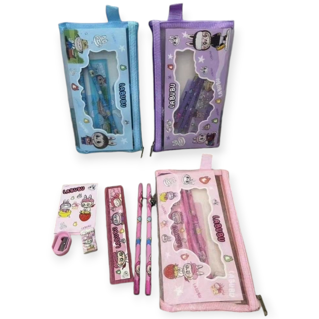 

STUDY SET + POUCH 8017 LABUBU / STATIONERY SET / SET ALAT TULIS KARAKTER VIRAL