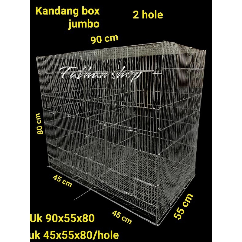 Kandang Box Galvanis jumbo,aviary Uk 90x55x80(1 hole/2hole) plus nampan cocok untuk Sg,Burung,kucing