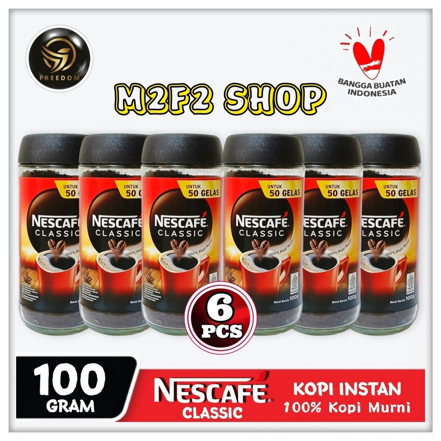 

Nescafe Coffee Classic Jar | Kopi Hitam Instan Murni Botol Kaca - 100 gr (Kemasan 6 Pcs)