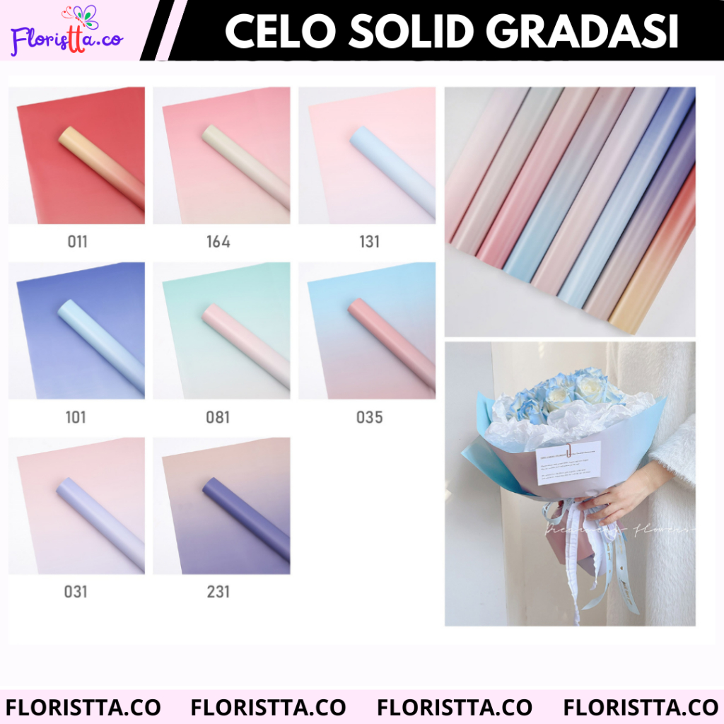 

(Pack) Kertas Buket Cellophane Solid Gradasi isin20 lembar