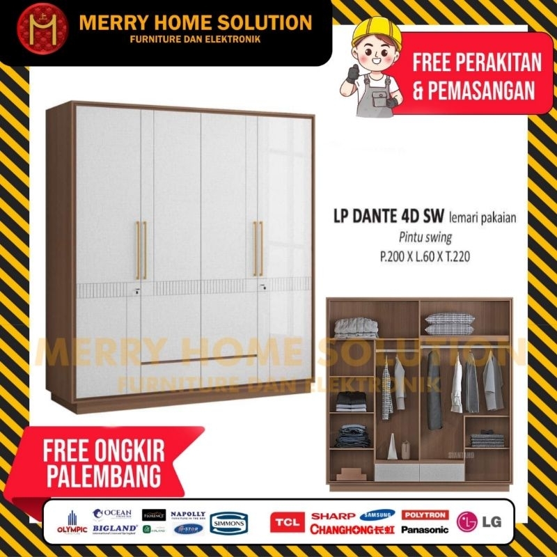Lemari pakaian siantano / lemari LP DANTE 4D SW / lemari baju jumbo furniture palembang