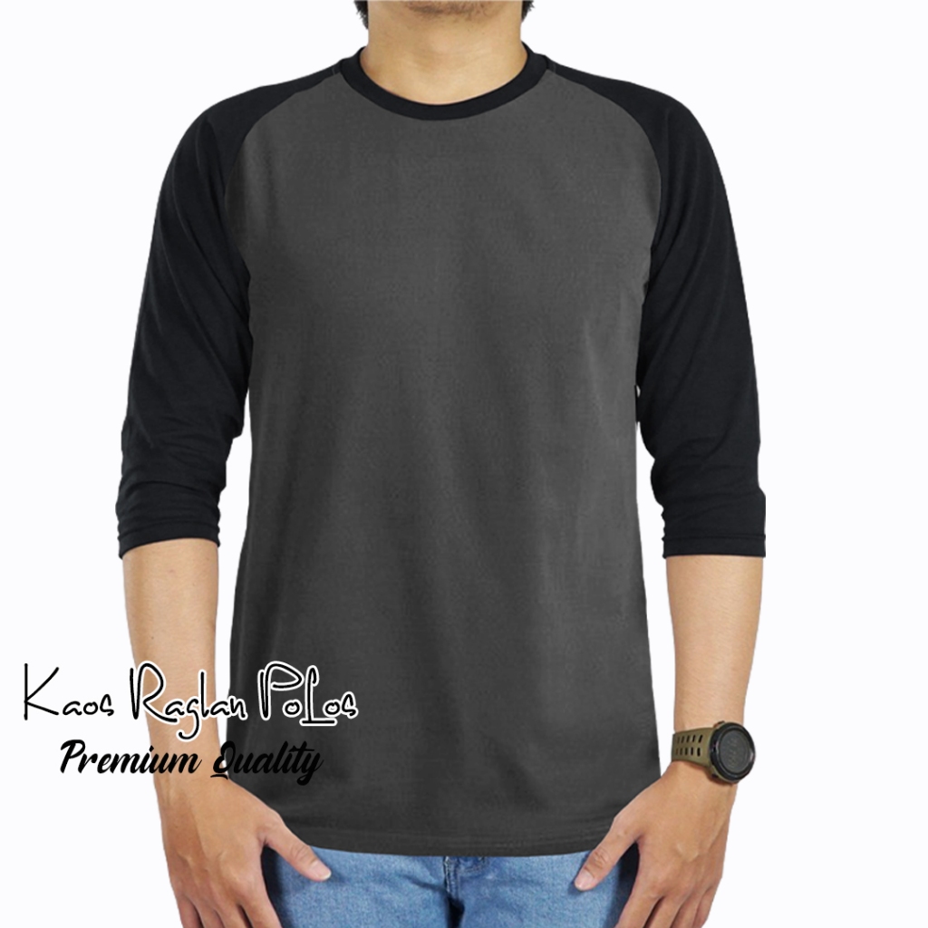 Kaos Polos Raglan Lengan 3/4  Cotton Combed 24s