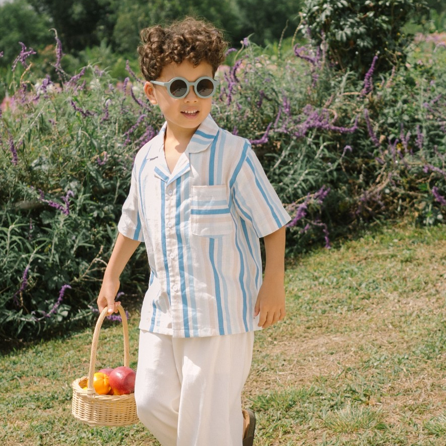 JOSH SHIRT | Playful Threads | Kemeja Garis-Garis Anak Laki-Laki | Kemeja Lengan Pendek Anak Laki-La